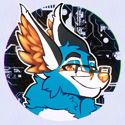 A smug glowfox looking at the viewer smiling softly, it me!